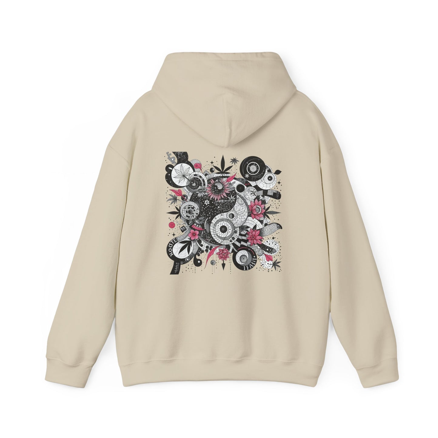 Queen Mary - Skull Floral Leaf Ying Yang Hoodie — Gothic Day of the Dead Style Sweatshirt