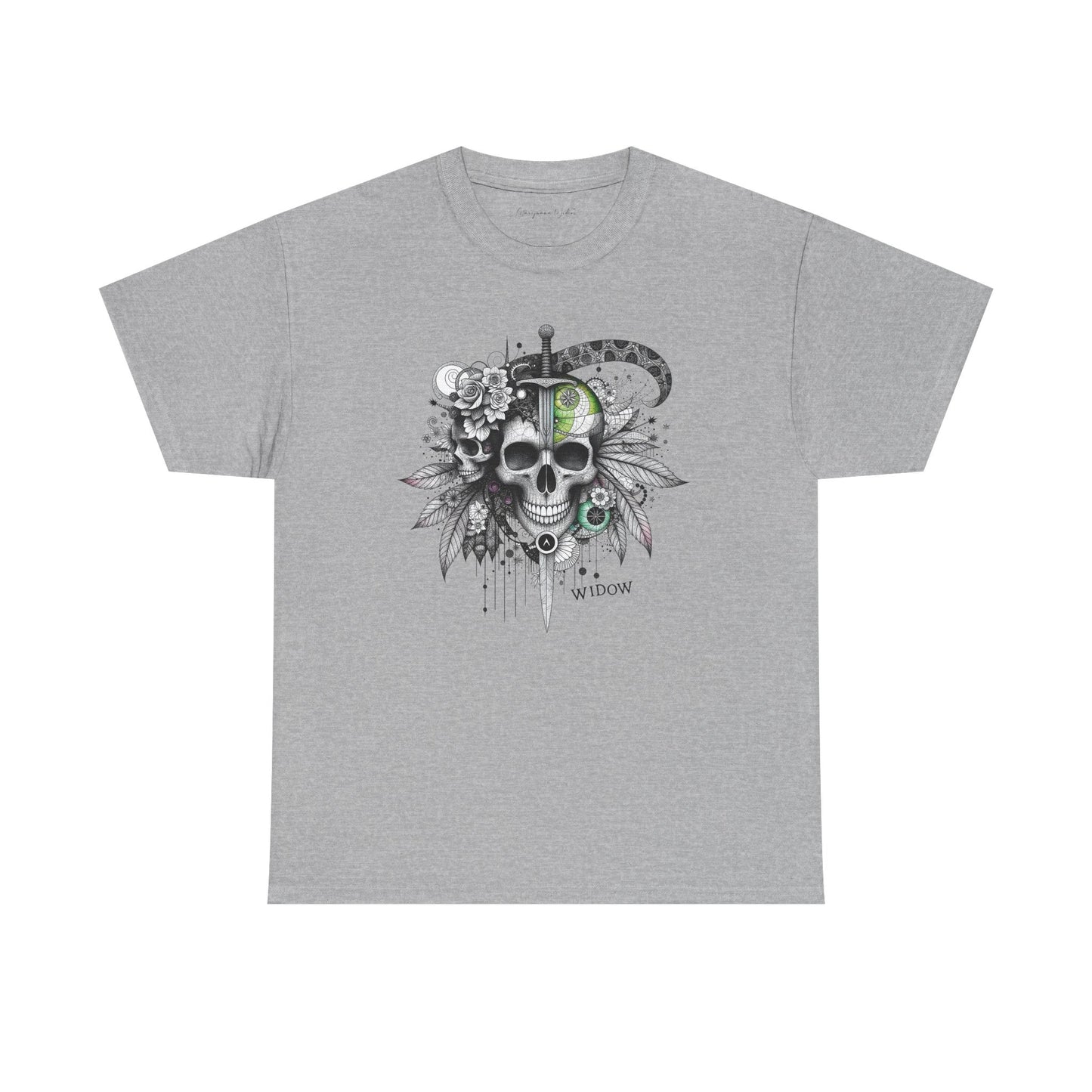 Outta My Mind - Skull Dagger Floral Tee — Gothic Skull Graphic Unisex T-Shirt