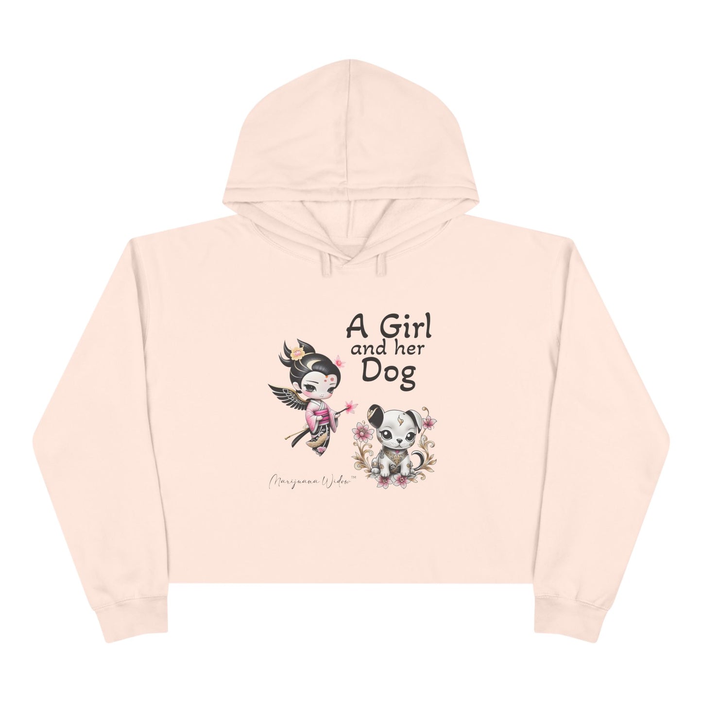 Geisha Angel - A Girl and Her Dog - Crop Hoodie