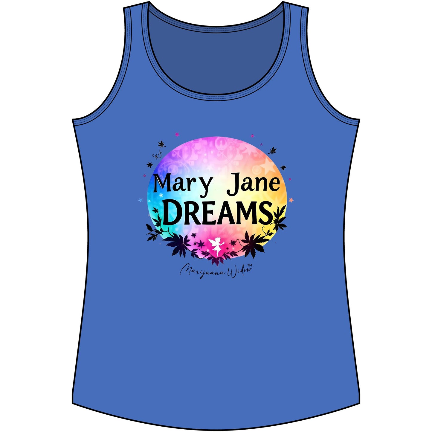 Mary Jane Dreams Tank Top - Colorful Boho Cannabis Floral Graphic Tank
