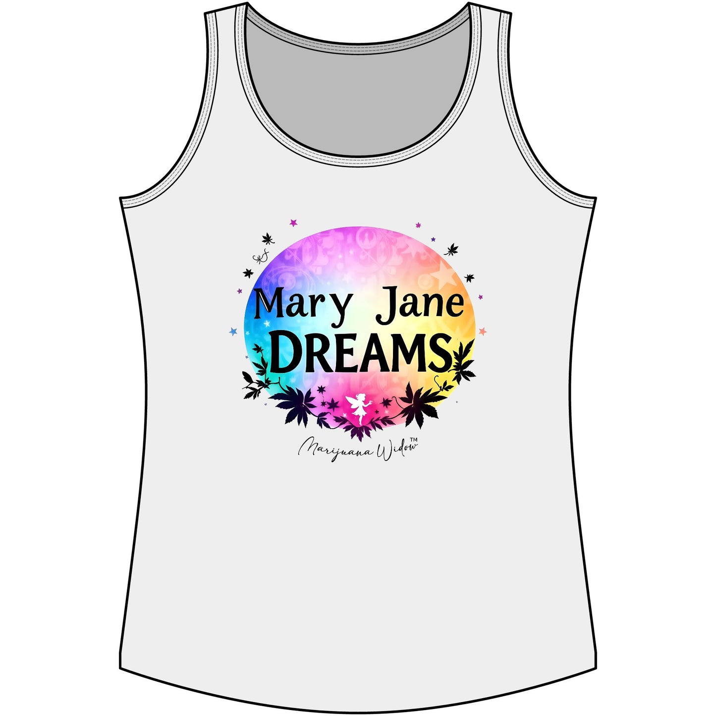 Mary Jane Dreams Tank Top - Colorful Boho Cannabis Floral Graphic Tank