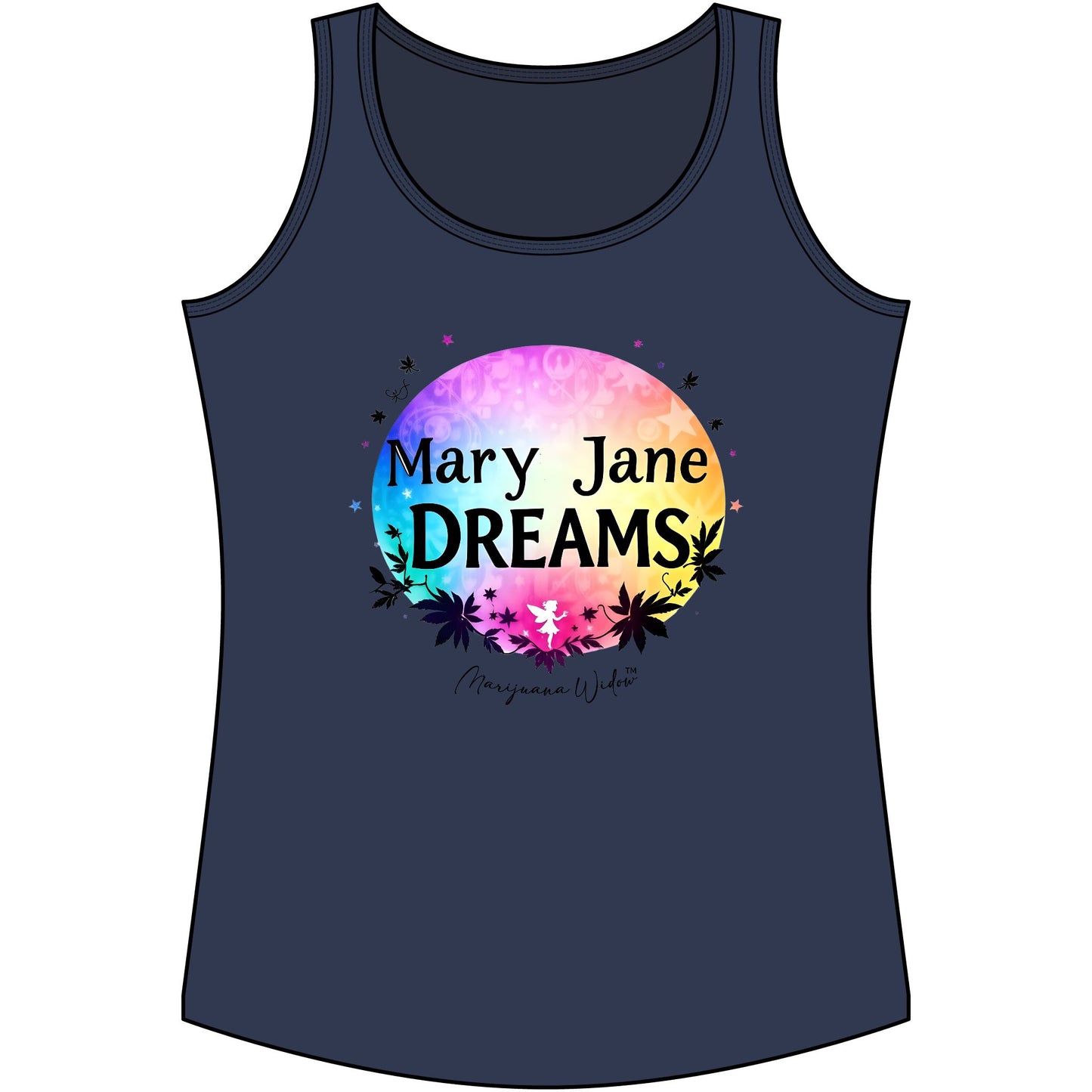 Mary Jane Dreams Tank Top - Colorful Boho Cannabis Floral Graphic Tank