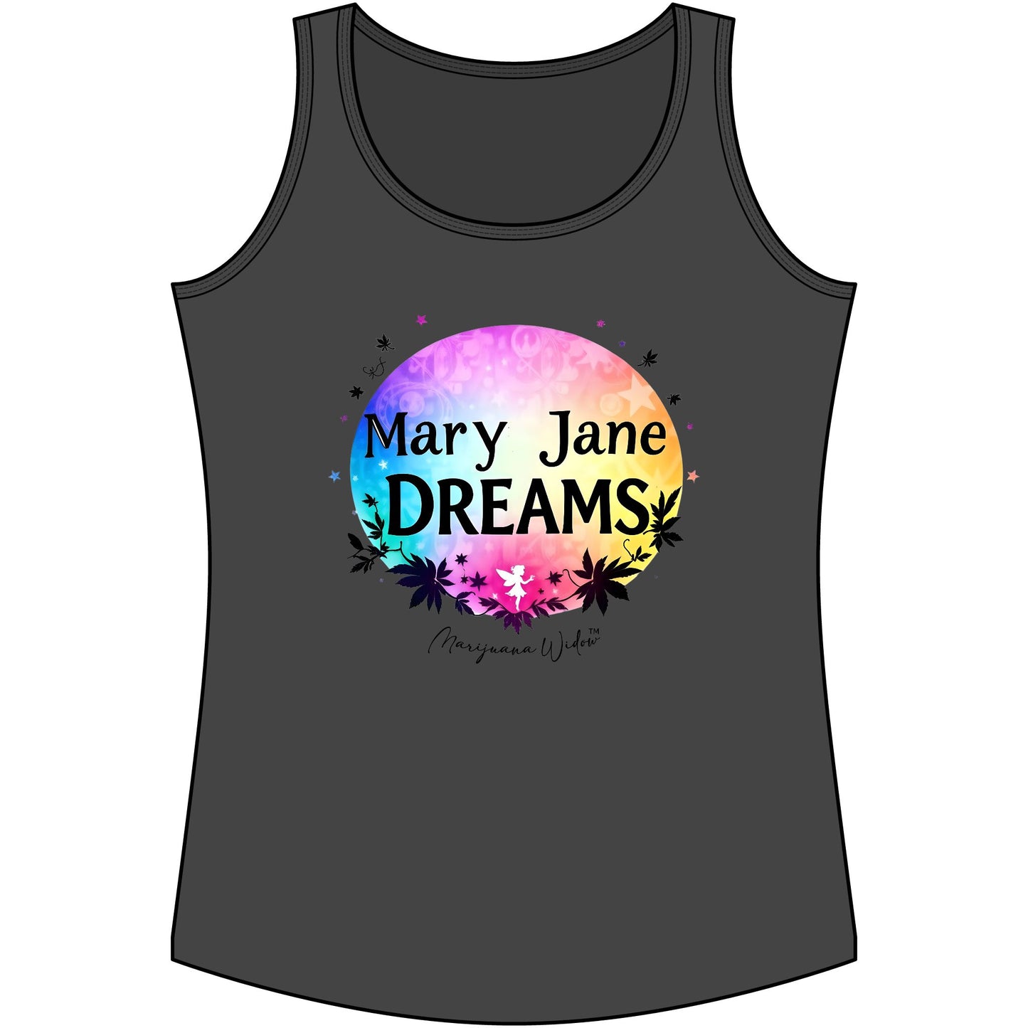 Mary Jane Dreams Tank Top - Colorful Boho Cannabis Floral Graphic Tank
