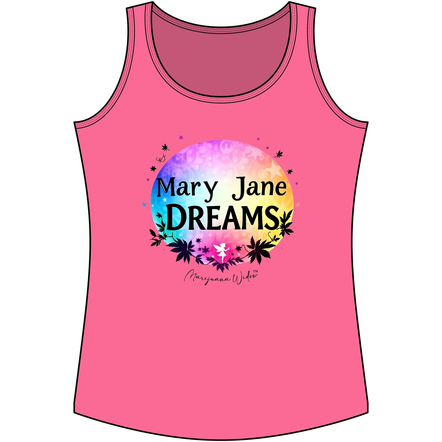 Mary Jane Dreams Tank Top - Colorful Boho Cannabis Floral Graphic Tank