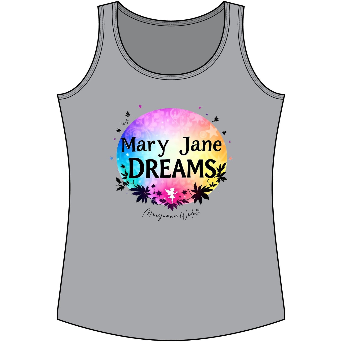 Mary Jane Dreams Tank Top - Colorful Boho Cannabis Floral Graphic Tank