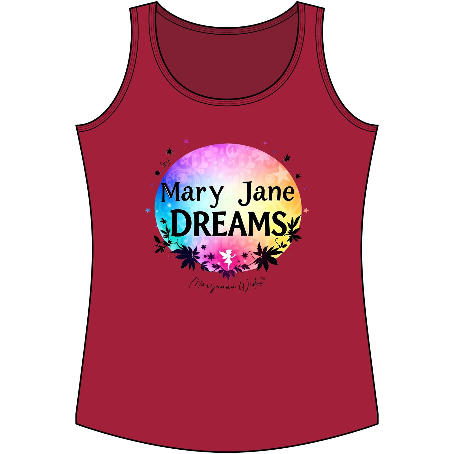 Mary Jane Dreams Tank Top - Colorful Boho Cannabis Floral Graphic Tank