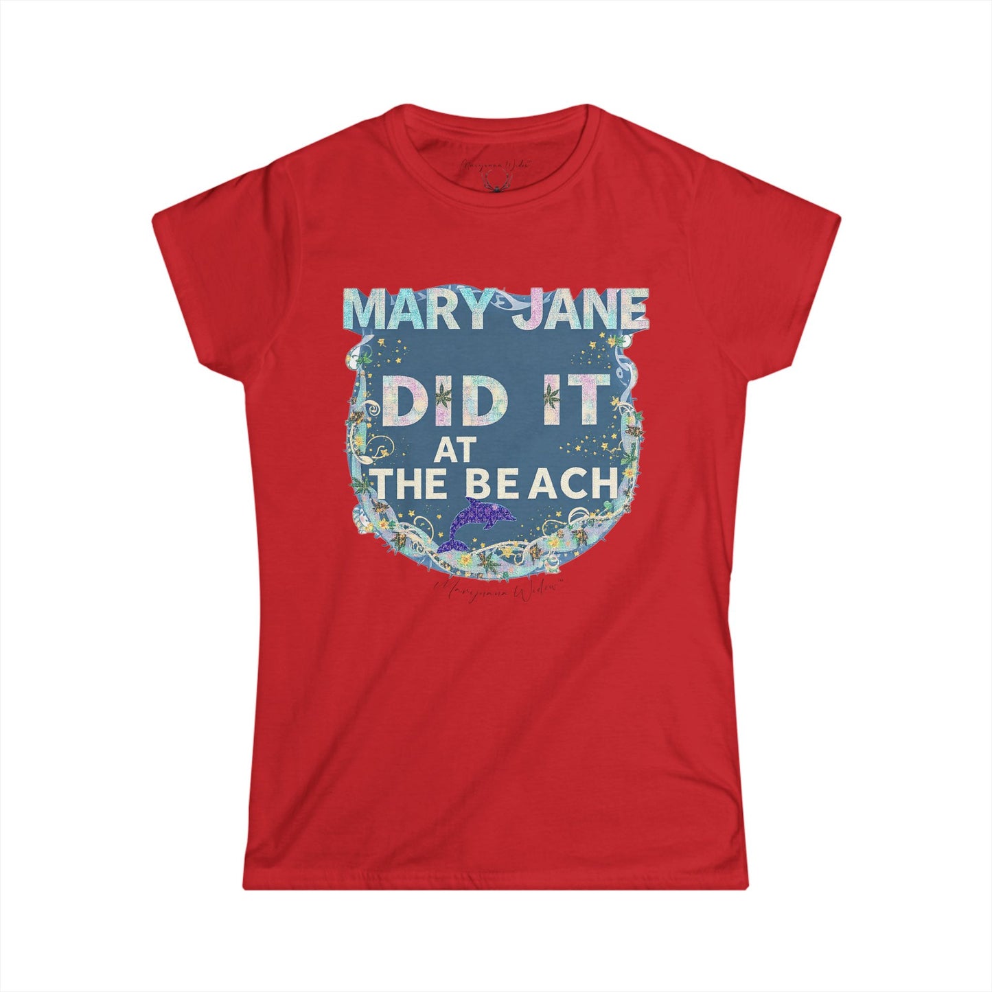 Mary Jane Did It at the Beach Again Tee — Cute Dolphin Graphic Women's Shirt