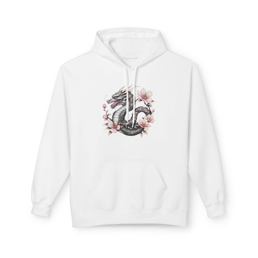 Asian Influence - Floral Dragon Hoodie – Watercolor Sakura Yin-Yang Design - Unisex Sweatshirt - Marijuana Widow