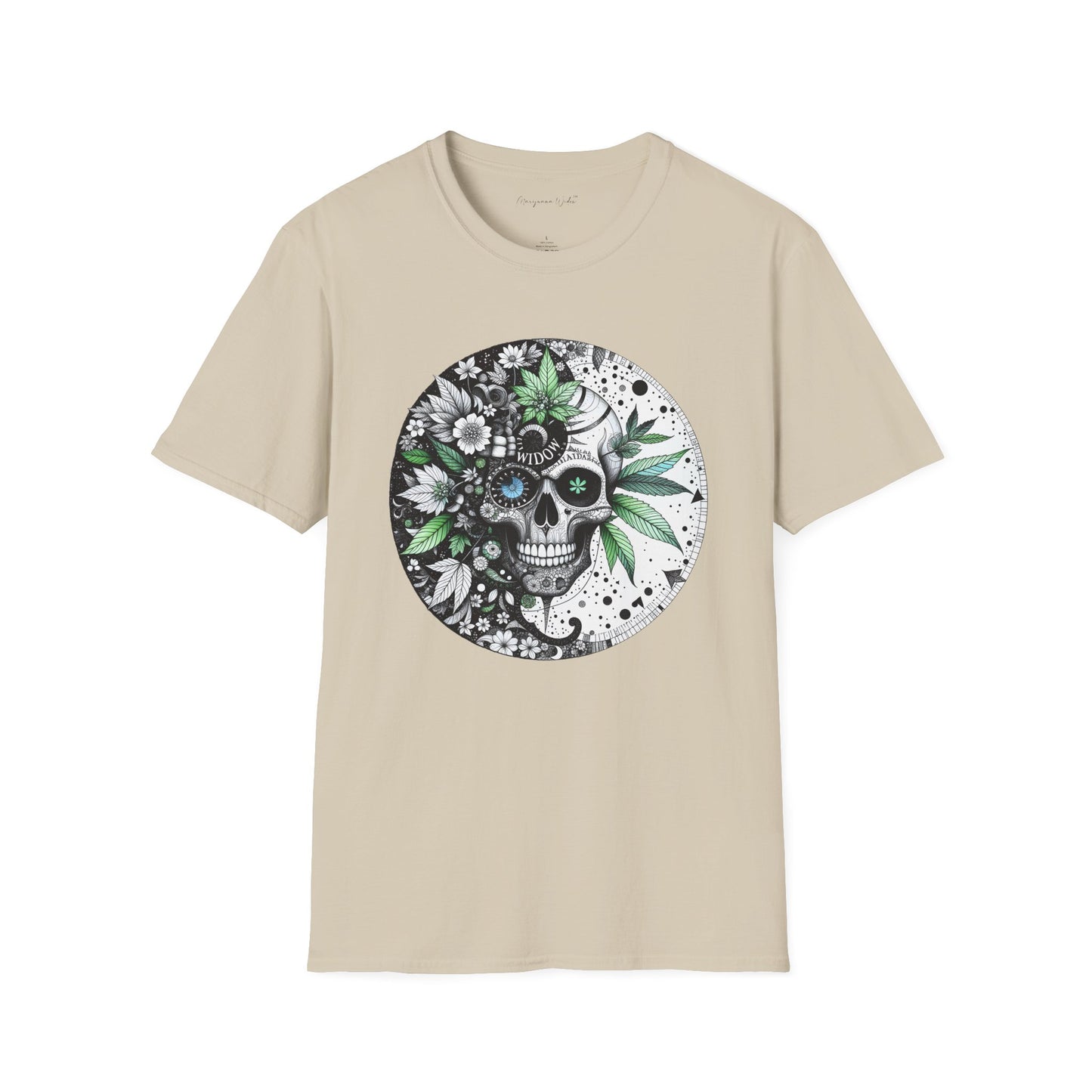 Skull Floral Tee — 'Widow' Botanical Day of the Dead Graphic Unisex Soft T-Shirt