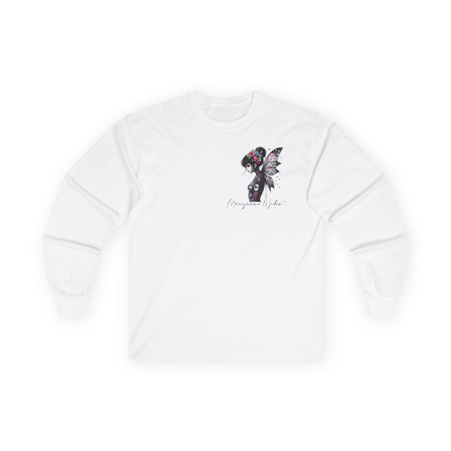 Wing and a Prayer - Fairy Butterfly Wings Long Sleeve Tee — Floral Gothic Butterfly Graphic