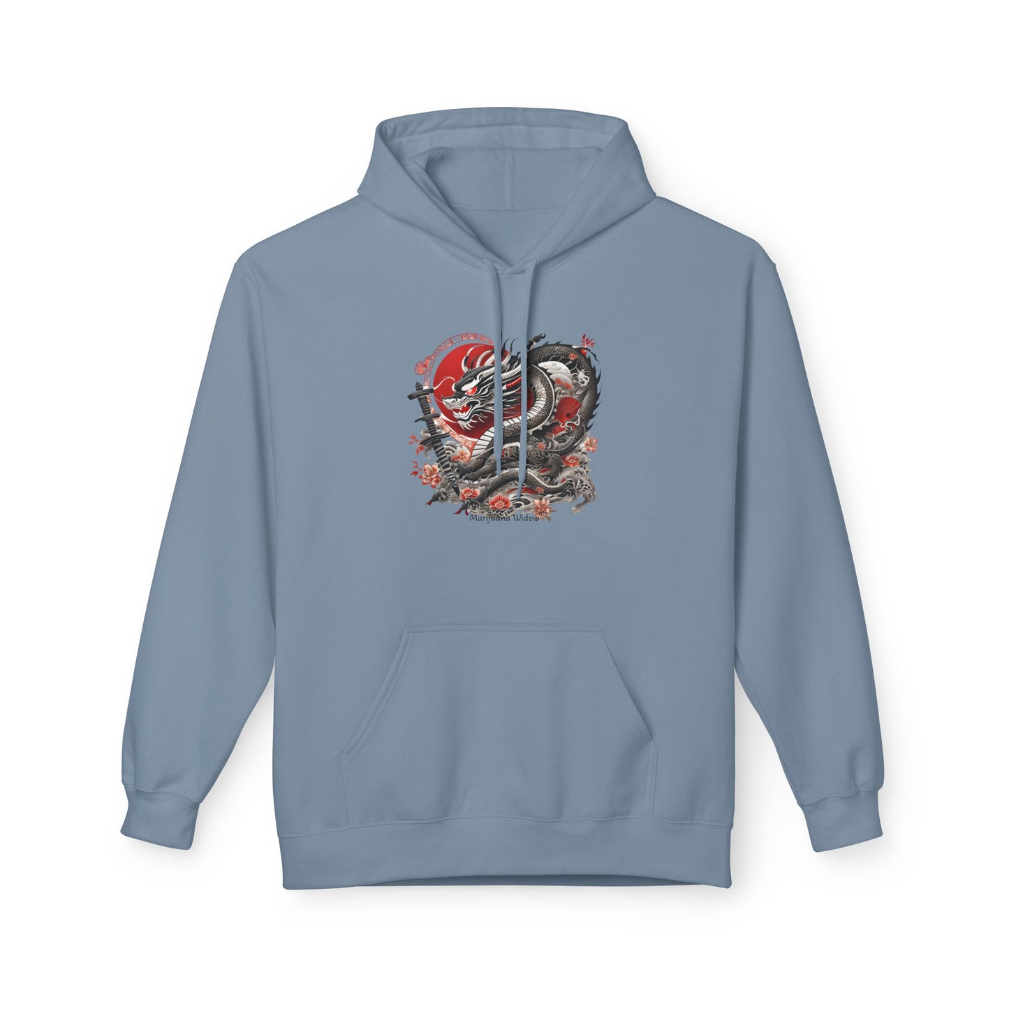 Koi Dragon Hoodie - Japanese Tattoo Style, Red Black - Unisex Sweatshirt