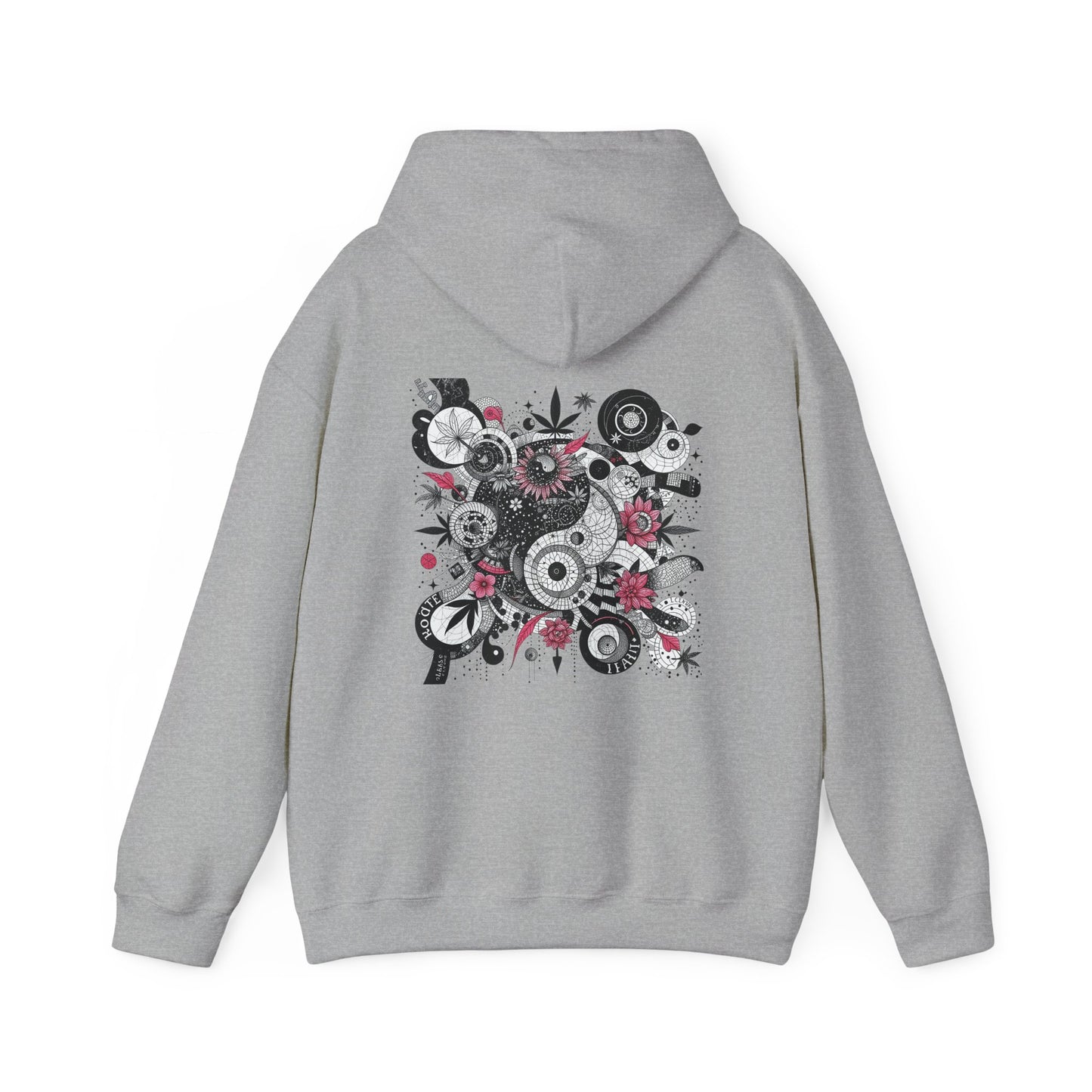 Queen Mary - Skull Floral Leaf Ying Yang Hoodie — Gothic Day of the Dead Style Sweatshirt