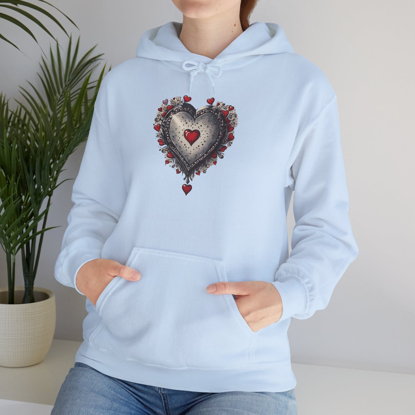 Heart Gilded Box Hoodie — Gothic Rose Heart Graphic Unisex Sweatshirt