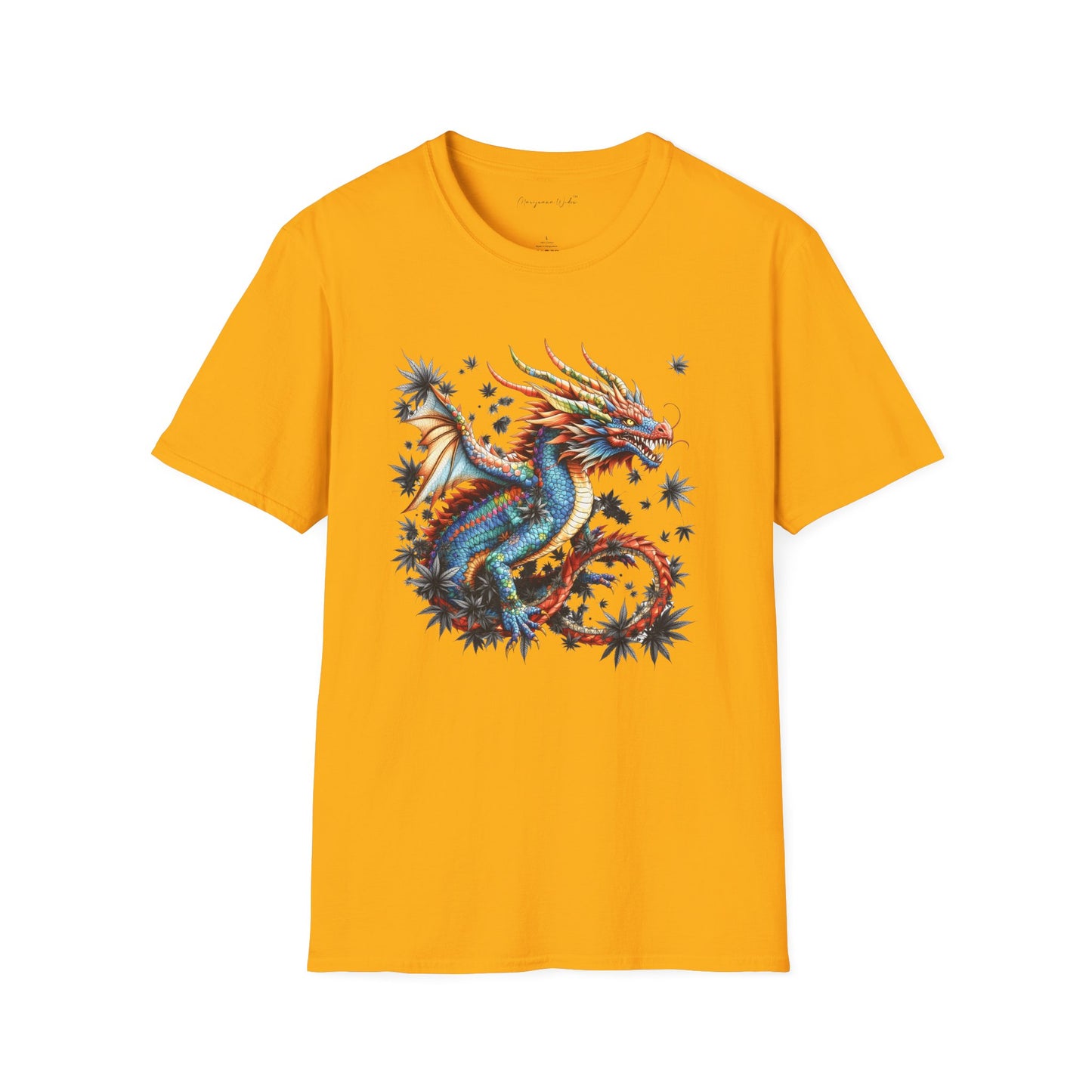 Dragon in Leaves Unisex T-Shirt — Colorful Dragon Graphic Tee