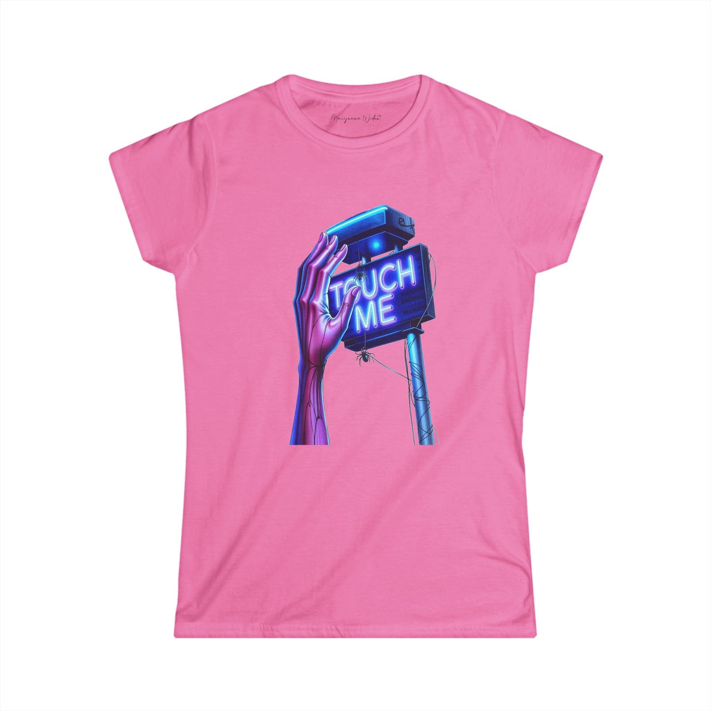 Touch Me - Blue Neon Sign - Women's Softstyle Short-Sleeve T-Shirt