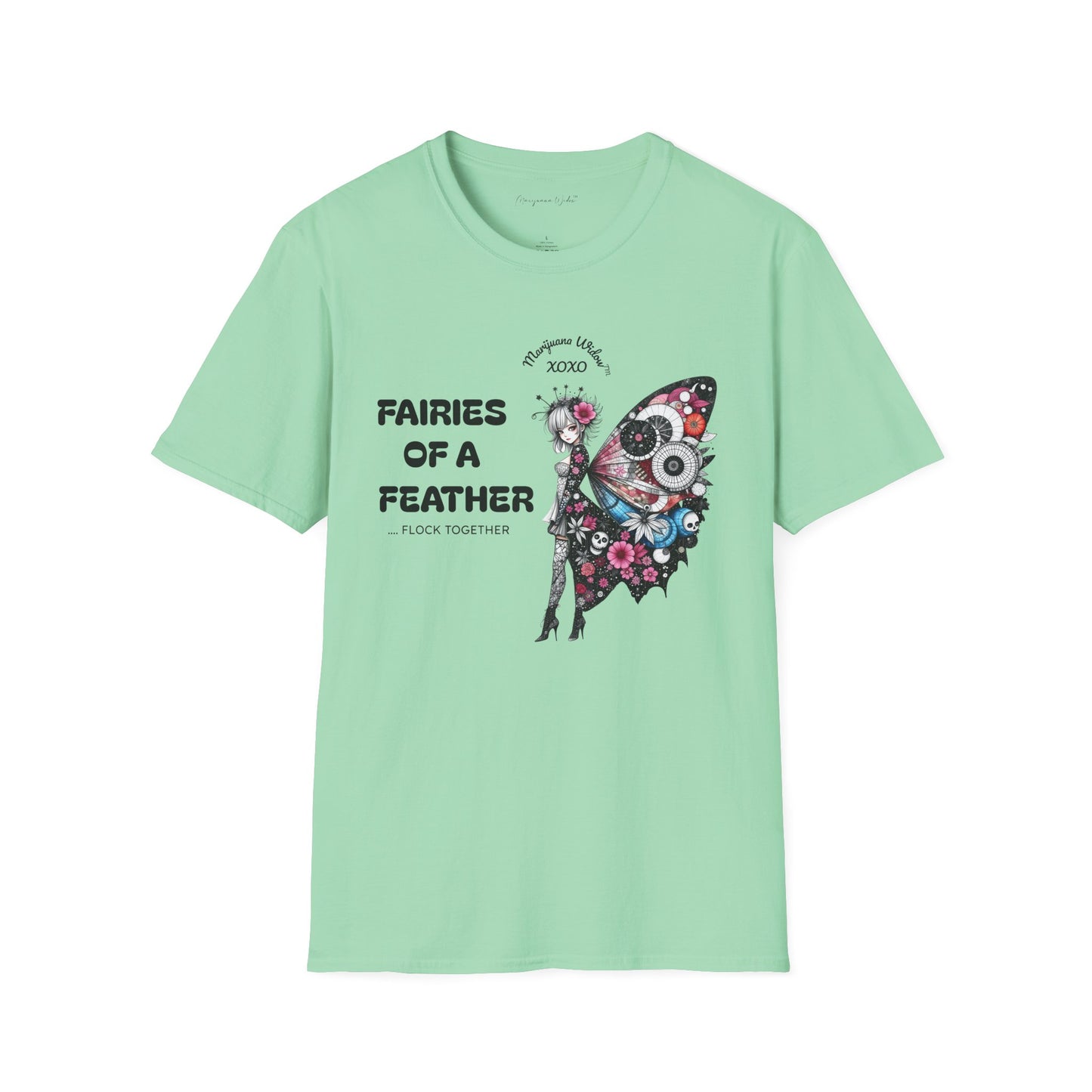 Fairies of a Feather T-Shirt — Floral Skull Wing Graphic Unisex Tee