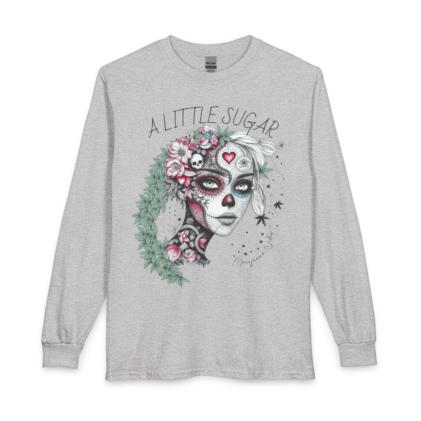 Day of the Dead Long Sleeve Tee — A Little Sugar - Skull Floral Graphic