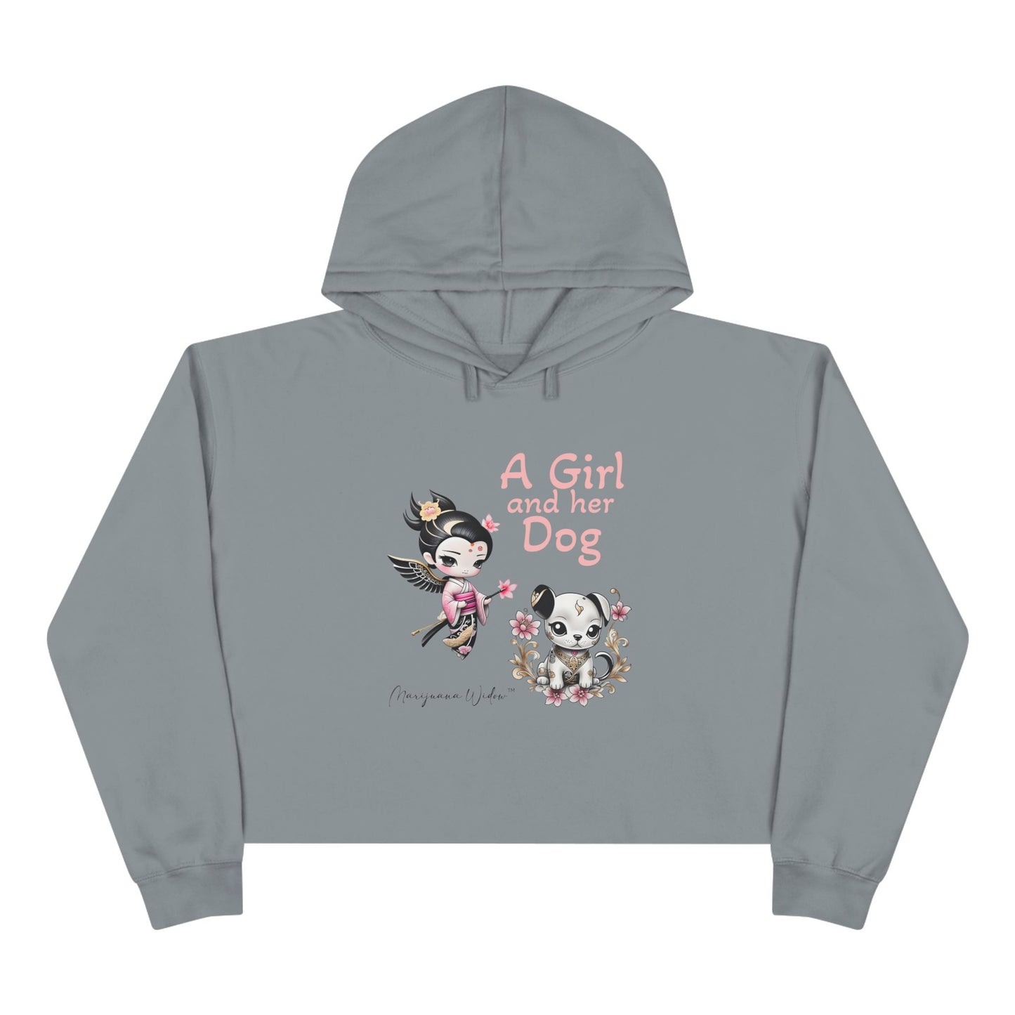Geisha Angel - A Girl and Her Dog - Crop Hoodie