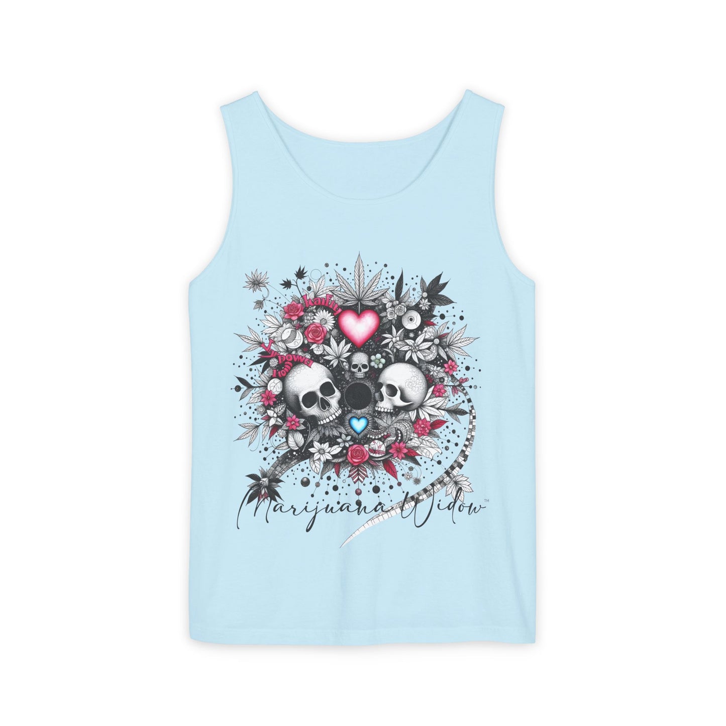 Skull & Roses Tank Top — Romantic Gothic Floral Graphic - Unisex Tank Top