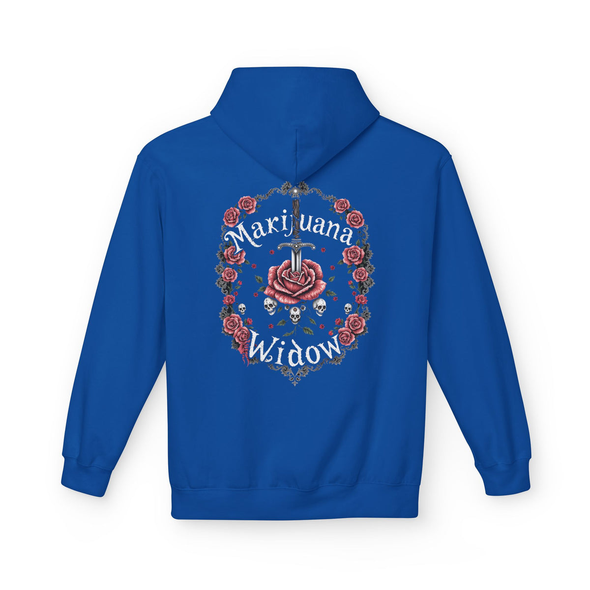 Marijuana Widow "Heart Aperture" - Pink Rose with Lace and Skulls Floral Hoodie - Marijuana Widow