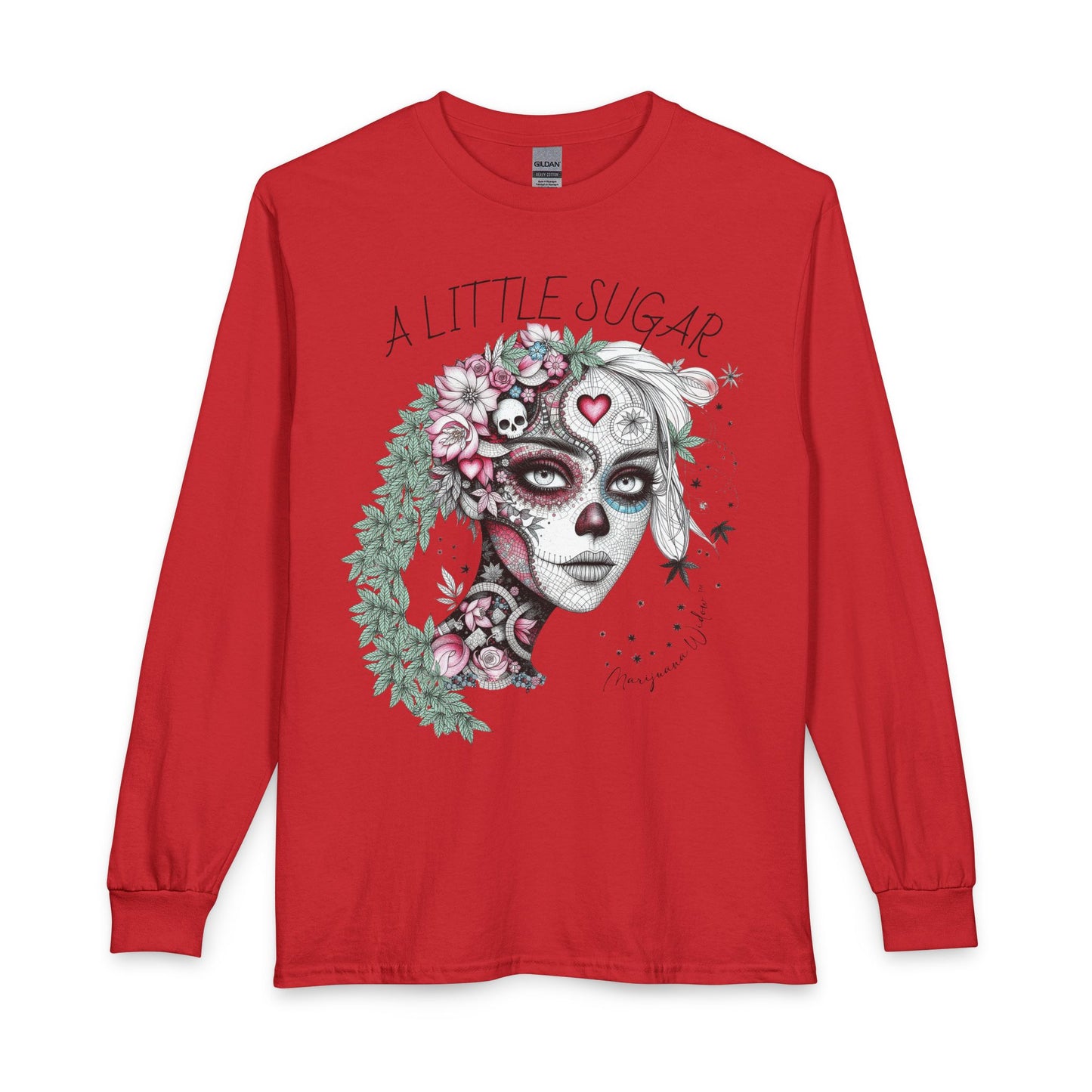 Day of the Dead Long Sleeve Tee — A Little Sugar - Skull Floral Graphic