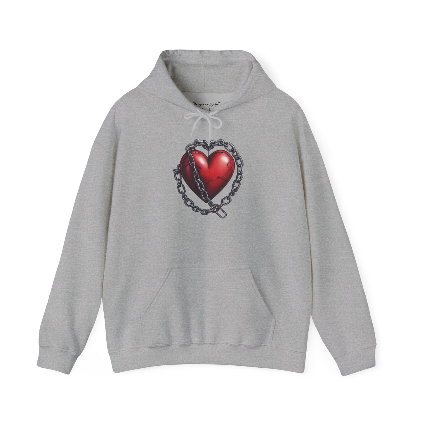 Broken Heart Locked in Chain Hoodie – Gothic Red Heart Graphic Unisex Sweatshirt