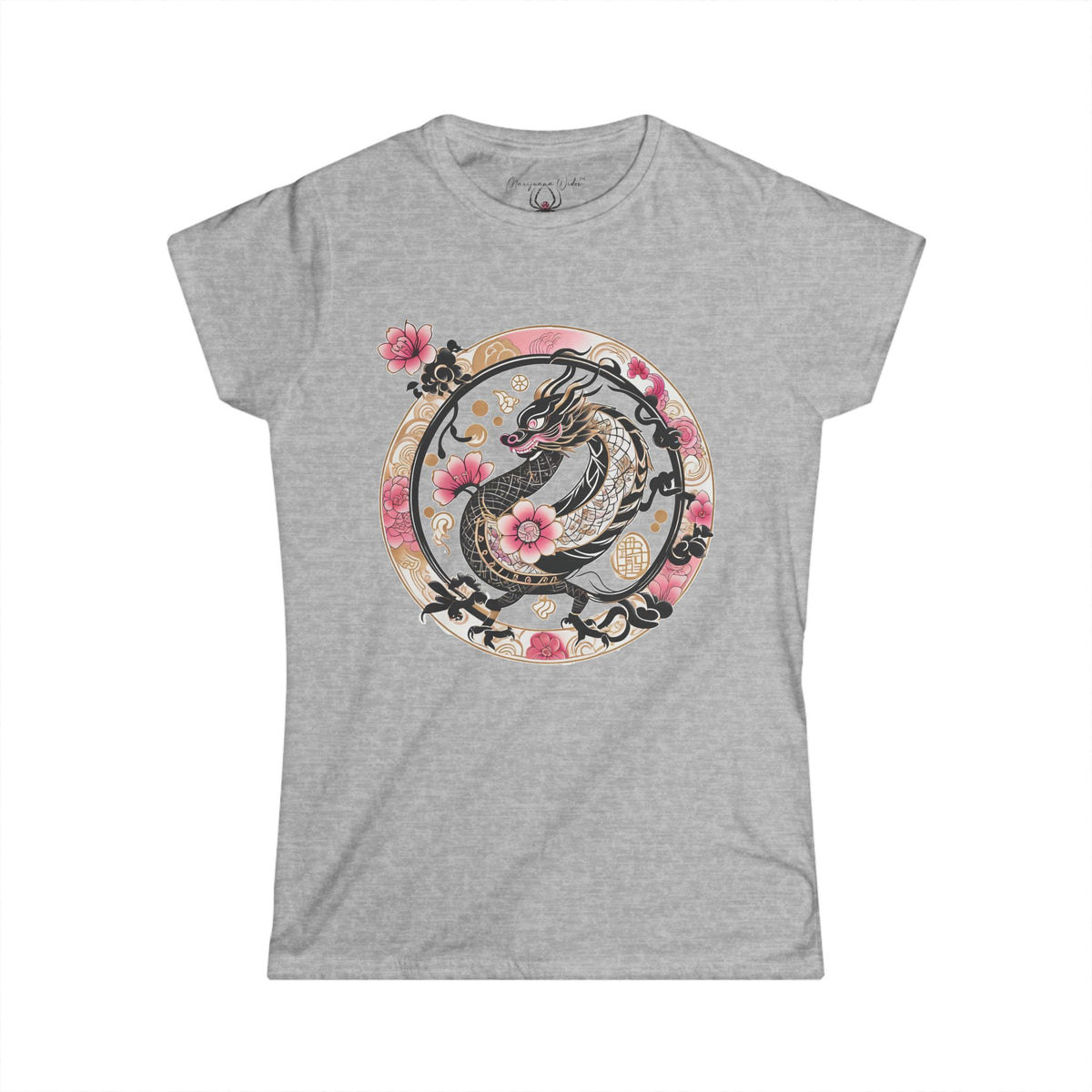 Sakura Dragon Floral Graphic Women's Tee - Marijuana Widow
