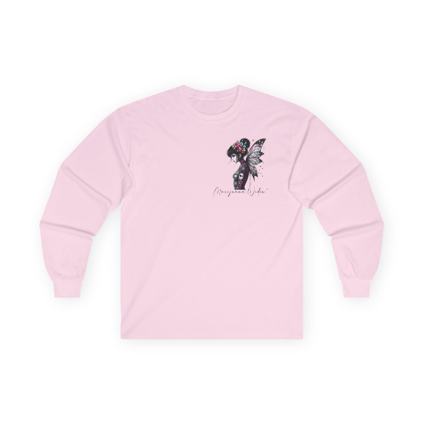 Wing and a Prayer - Fairy Butterfly Wings Long Sleeve Tee — Floral Gothic Butterfly Graphic