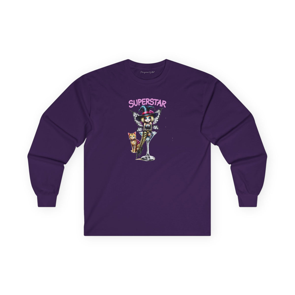 Halloween Fairy - Superstar - Fairy Witch and Cat - Unisex Long Sleeve Tee - Marijuana Widow