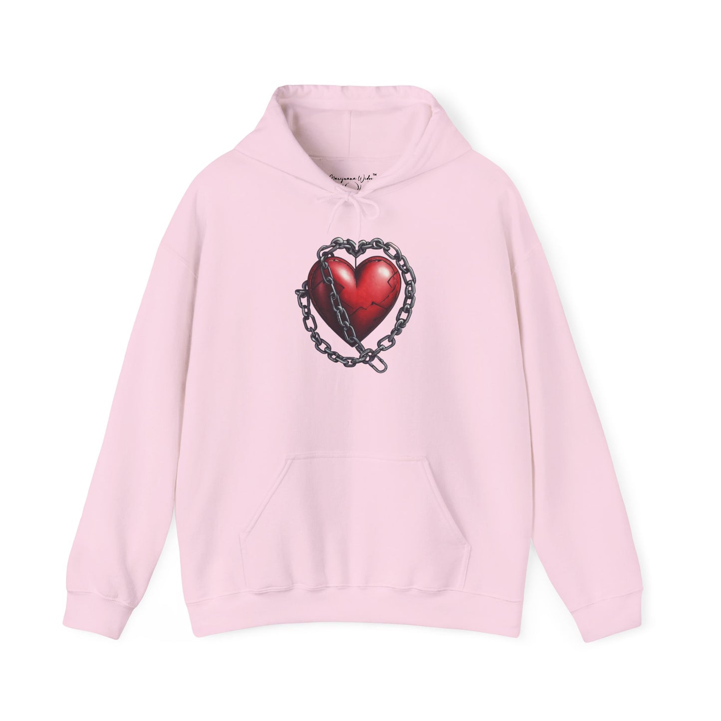 Broken Heart Locked in Chain Hoodie – Gothic Red Heart Graphic Unisex Sweatshirt