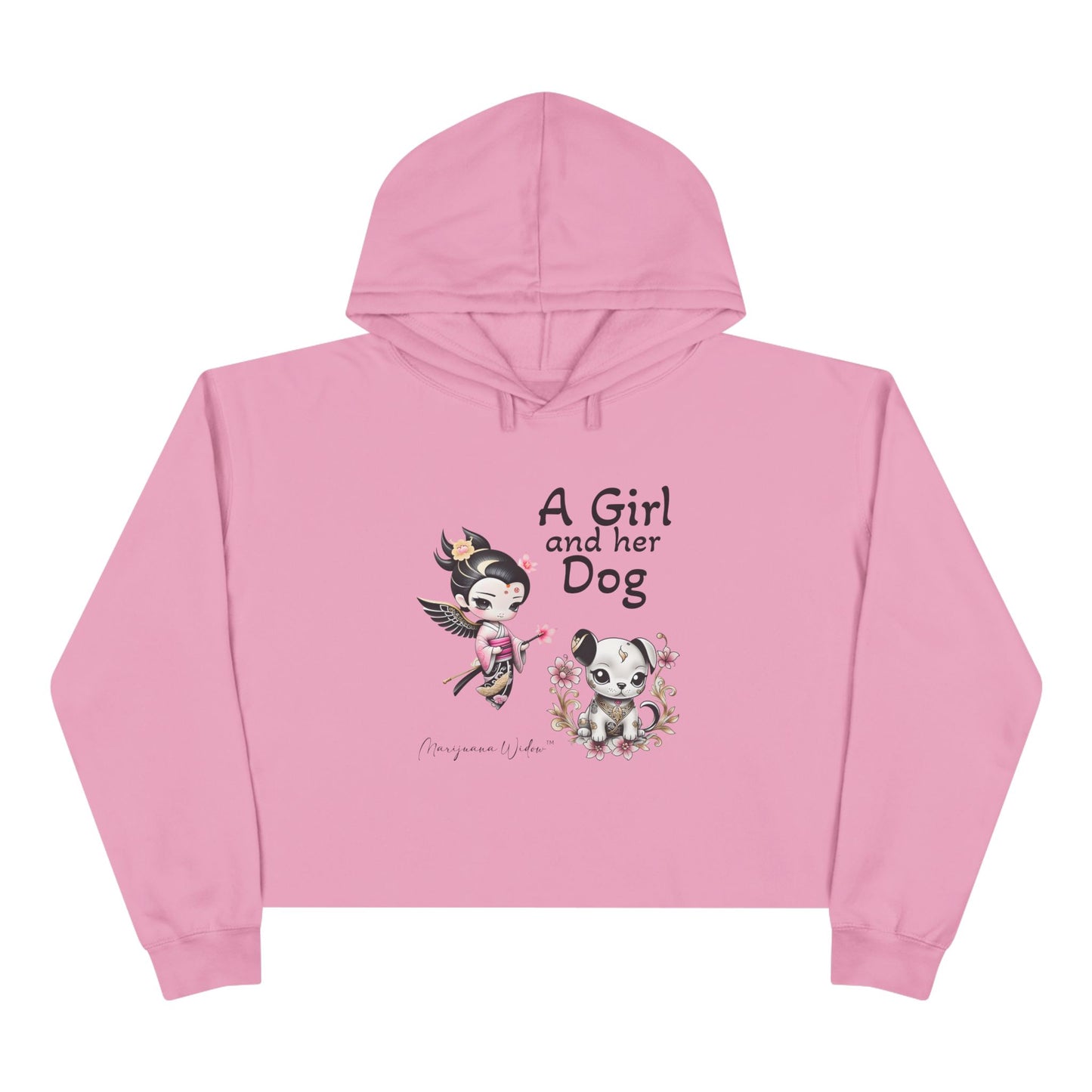 Geisha Angel - A Girl and Her Dog - Crop Hoodie