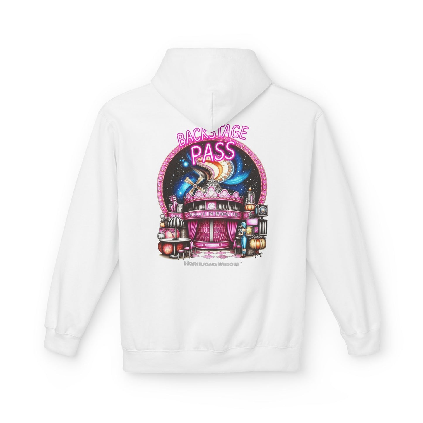 Backstage Pass Hoodie - Boozy Fairy - Neon Burlesque Theater Graphic Unisex Pullover - Marijuana Widow