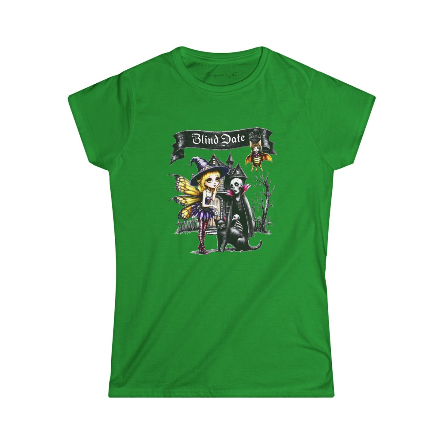 Halloween Fairy — Blind Date - Softstyle Crew Women's Tee - Marijuana Widow