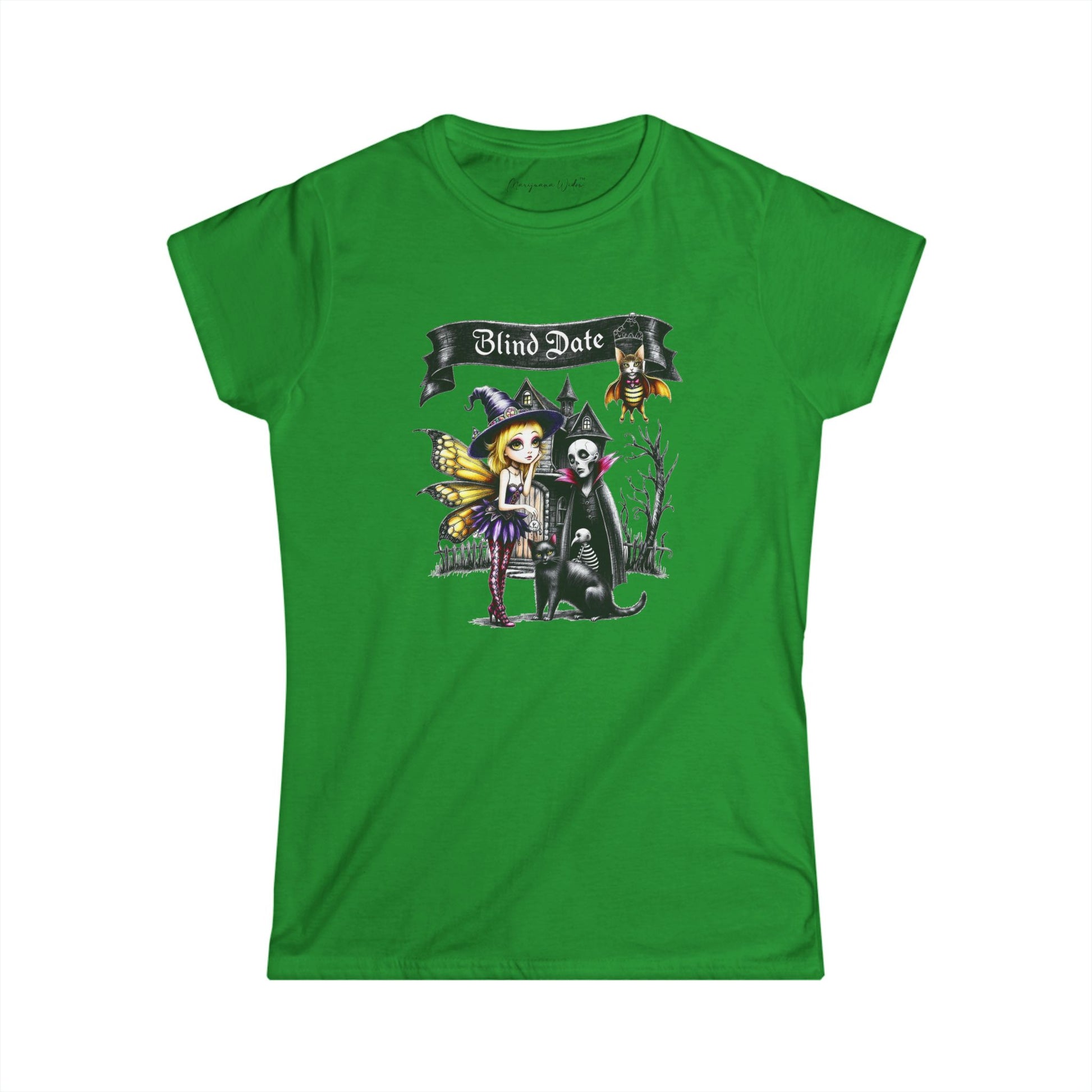 Halloween Fairy — Blind Date - Softstyle Crew Women's Tee - Marijuana Widow