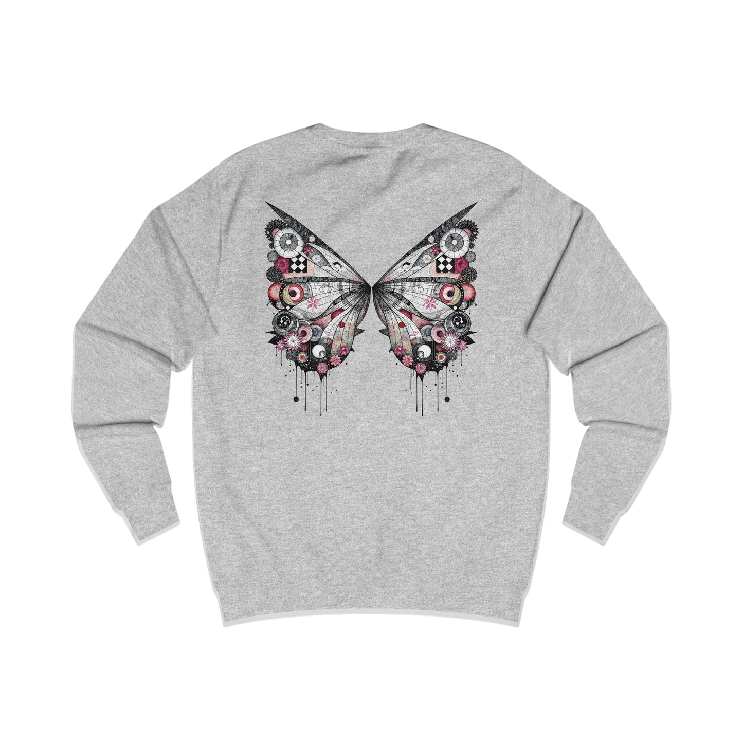 Fairies of a Feather Sweatshirt — Floral Skull Wing Graphic - Front and Back - Unisex Sweatshirt