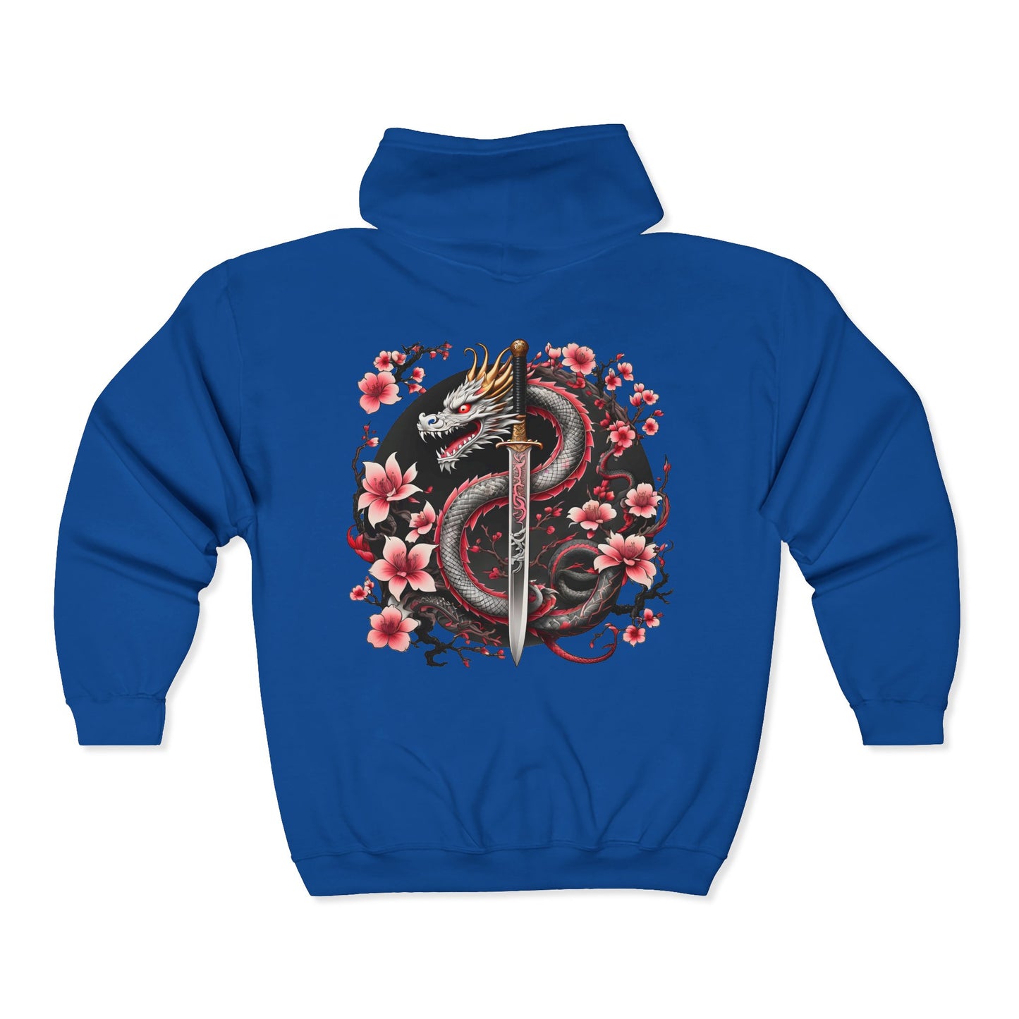 Black Dragon, Black Moon - Dragon Dagger Zip Hoodie – Sakura Sword Back Graphic