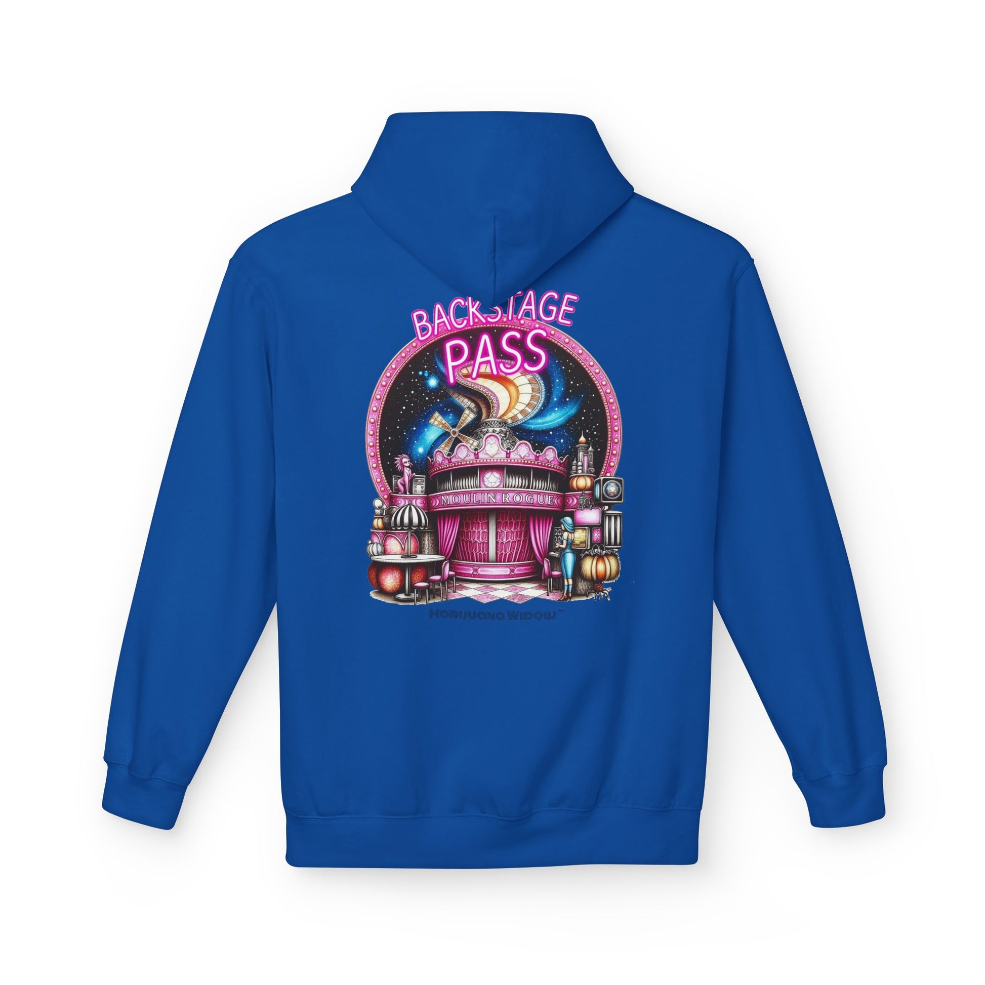 Backstage Pass Hoodie - Boozy Fairy - Neon Burlesque Theater Graphic Unisex Pullover - Marijuana Widow