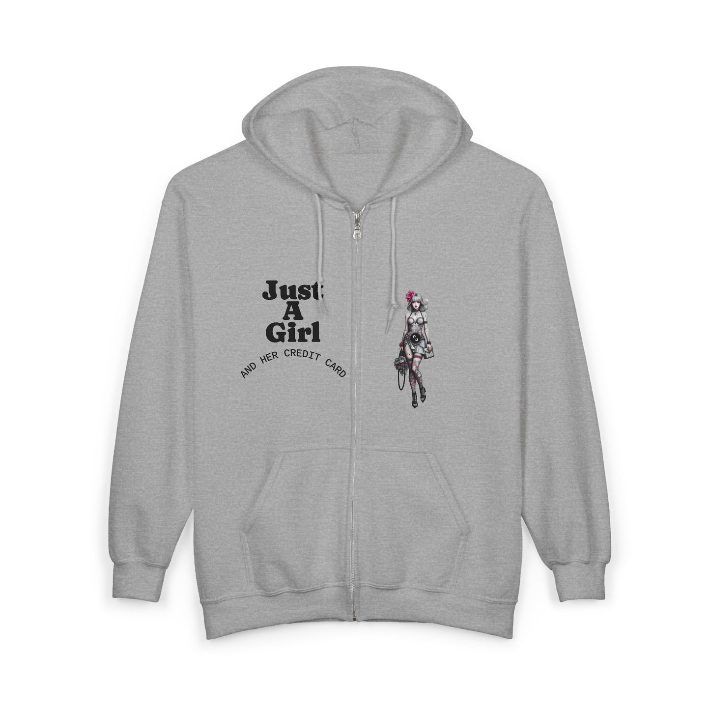 Angel Wings - Just A Girl - Graphic Full-Zip Hoodie