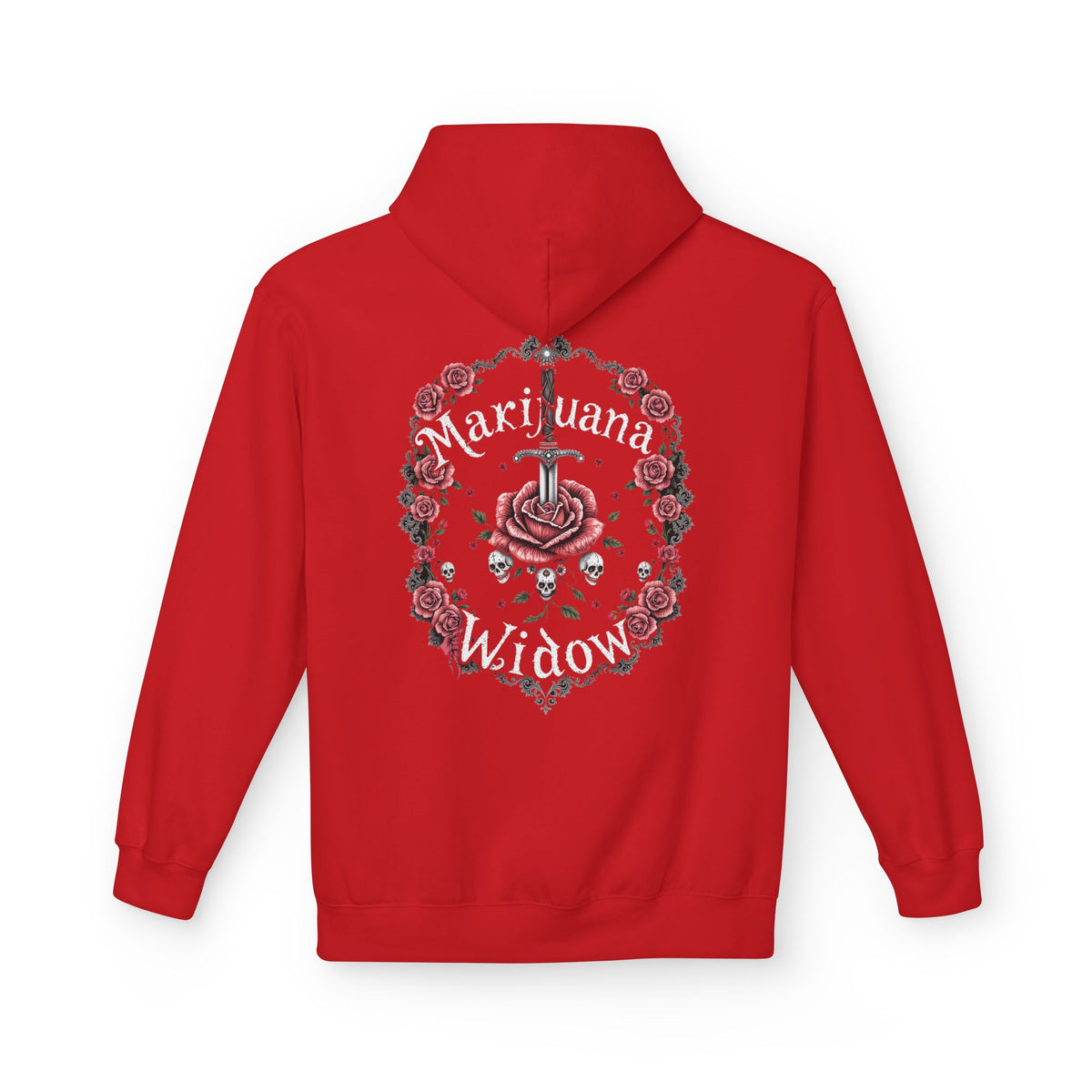 Marijuana Widow "Heart Aperture" - Pink Rose with Lace and Skulls Floral Hoodie - Marijuana Widow
