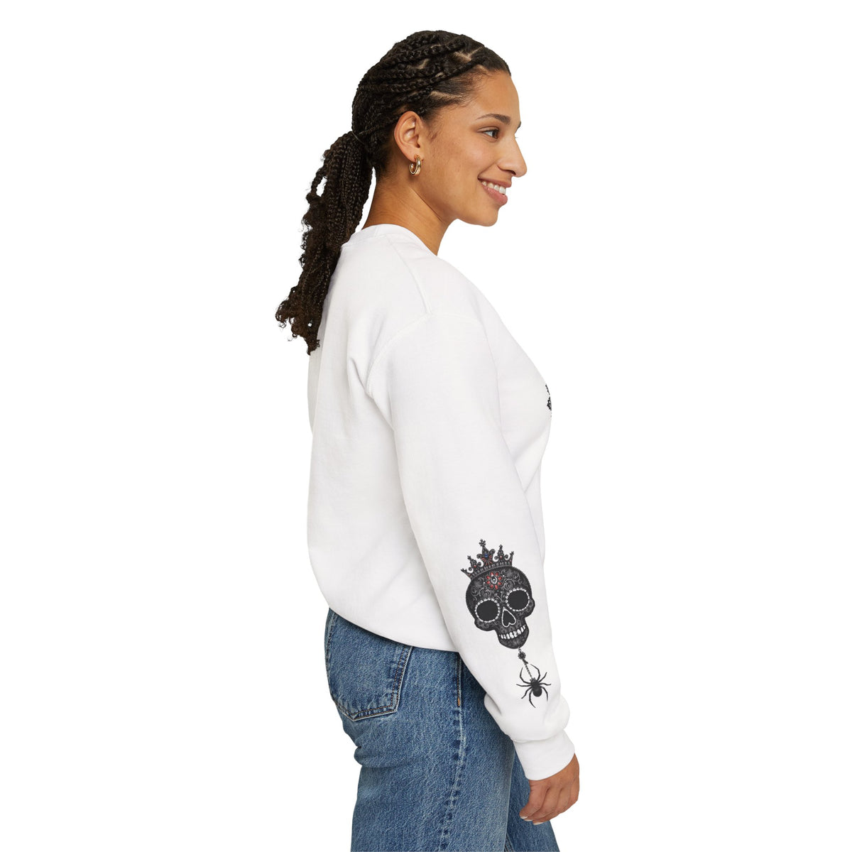 Marijuana Widow "Love My Skulls" Floral Crewneck Sweatshirt - Marijuana Widow