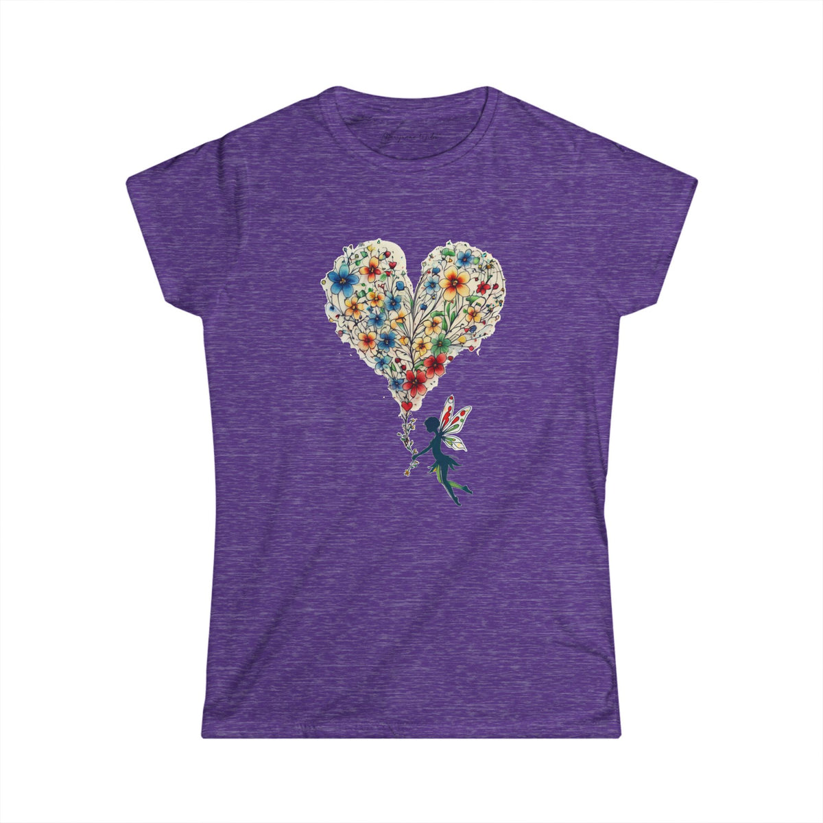 Floral Heart T-Shirt — Let Your Heart Bloom - Cute Watercolor Bouquet Heart - Women's White Softstyle Tee - Marijuana Widow