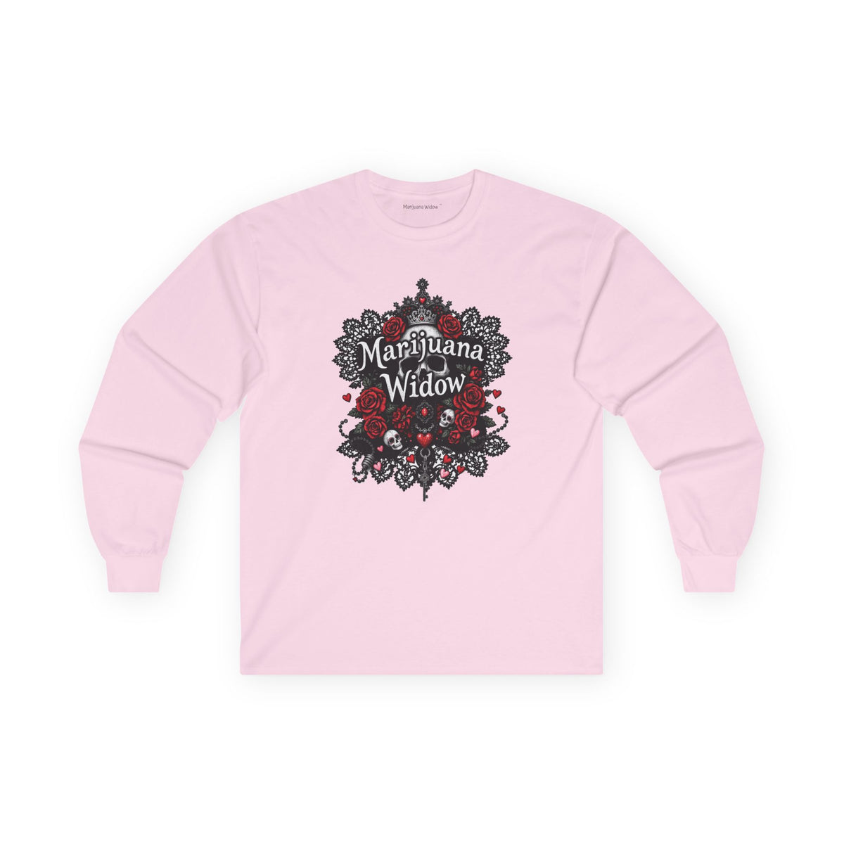 Marijuana Widow "Long Live the Queen" Long Sleeve Shirt - Black Lace Skulls and Roses Unisex Shirt