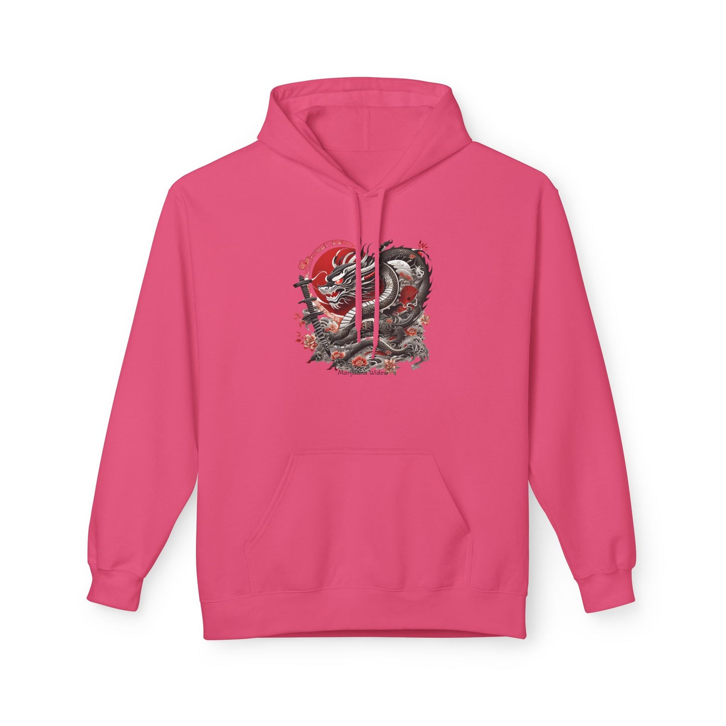Koi Dragon Hoodie - Japanese Tattoo Style, Red Black - Unisex Sweatshirt
