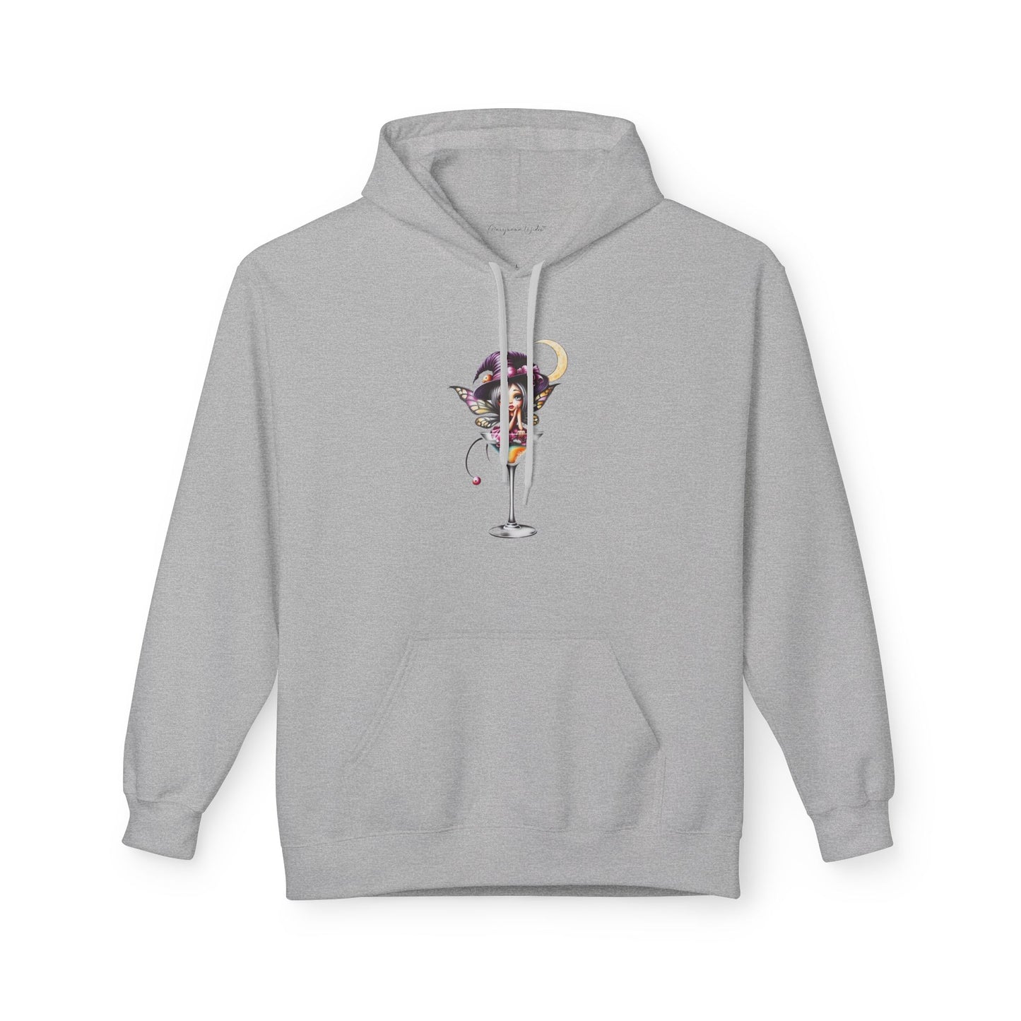 Halloween Fairy - Martini Bath Graphic Unisex Hoodie — Retro Cocktail Illustration