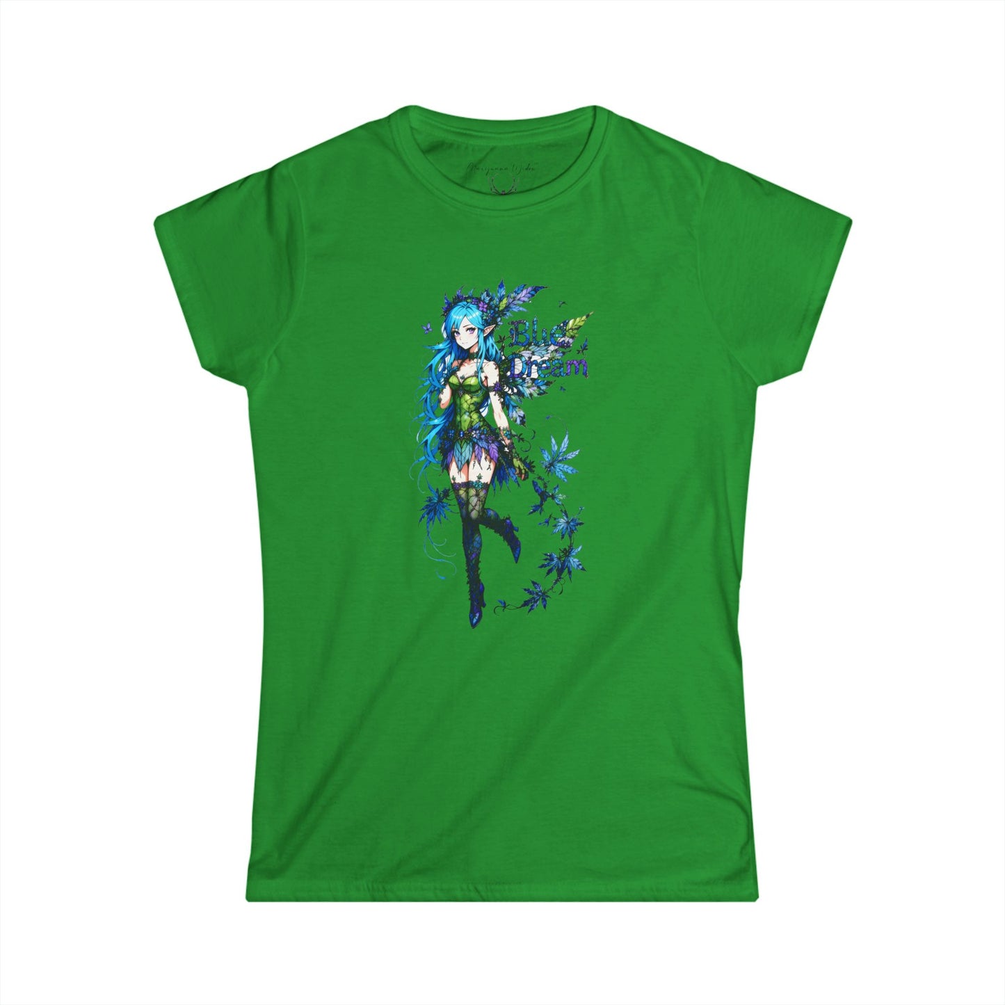 Blue Dream Anime Fairy T-Shirt — Floral Fantasy Graphic Unisex T-shirt