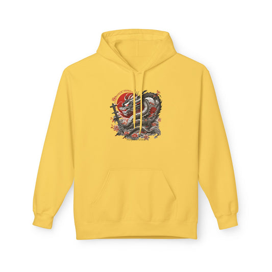 Koi Dragon Hoodie - Japanese Tattoo Style, Red Black - Unisex Sweatshirt