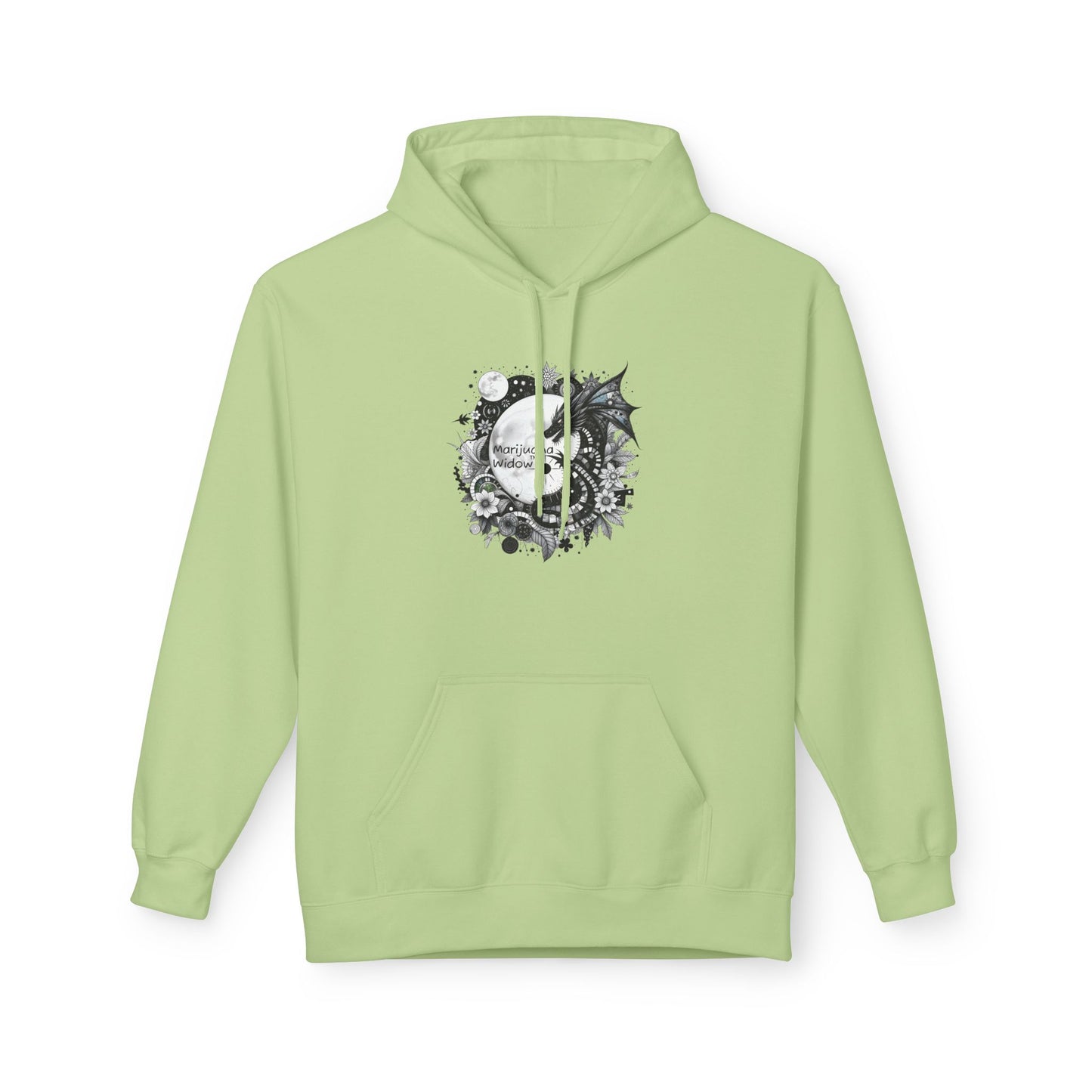 Midnight Garden Hoodie — Black & Green Fantasy Dragon Sword Unisex Hoodie