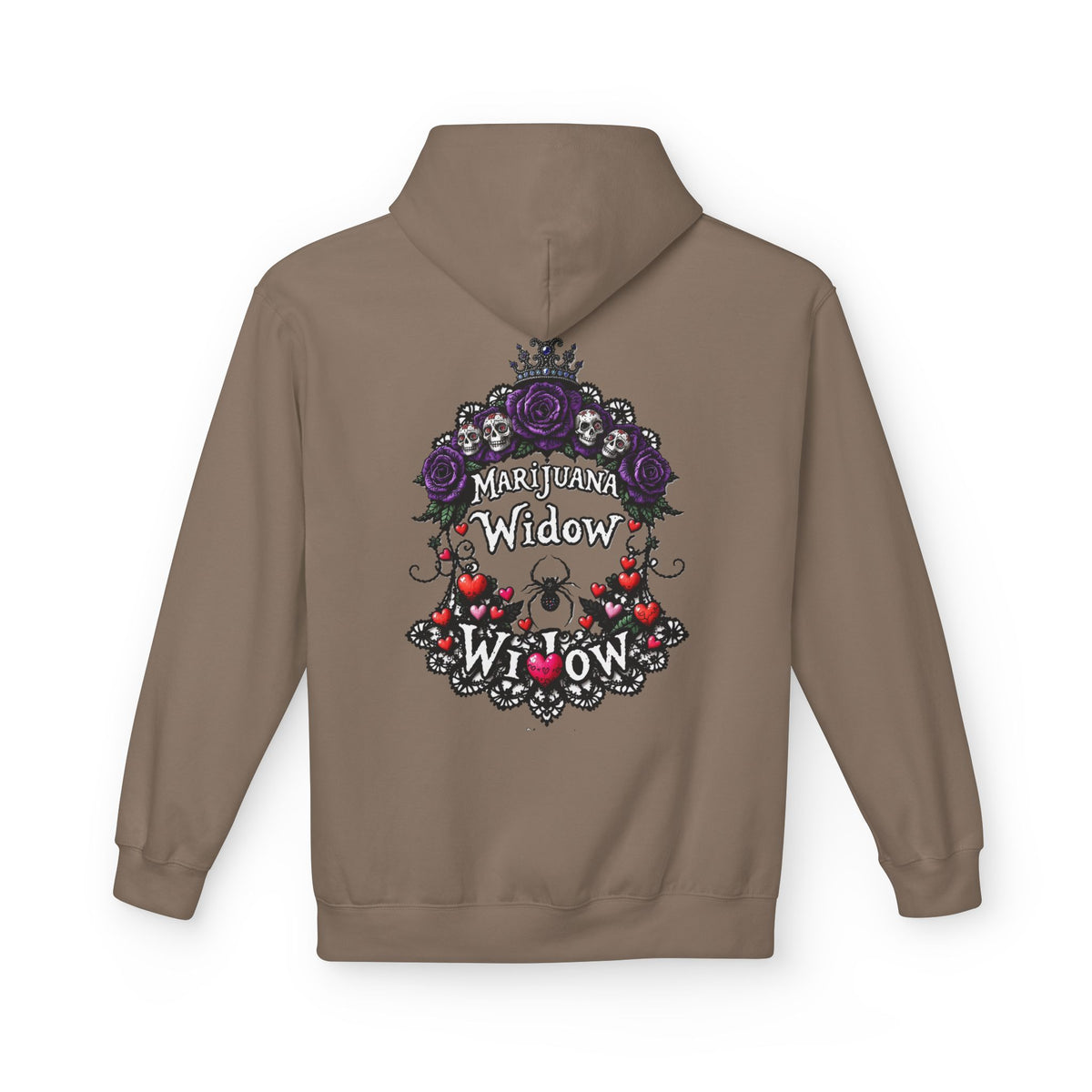 Queen of Hearts Hoodie - Spider Heart Drop Floral Sweatshirt Pullover - Marijuana Widow