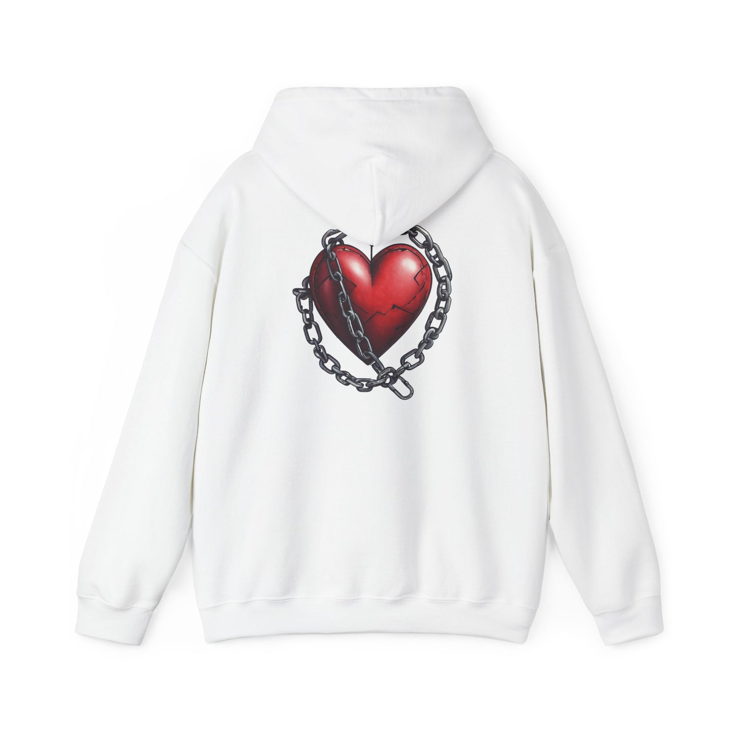 Broken Heart Locked in Chain Hoodie – Gothic Red Heart Graphic Unisex Sweatshirt