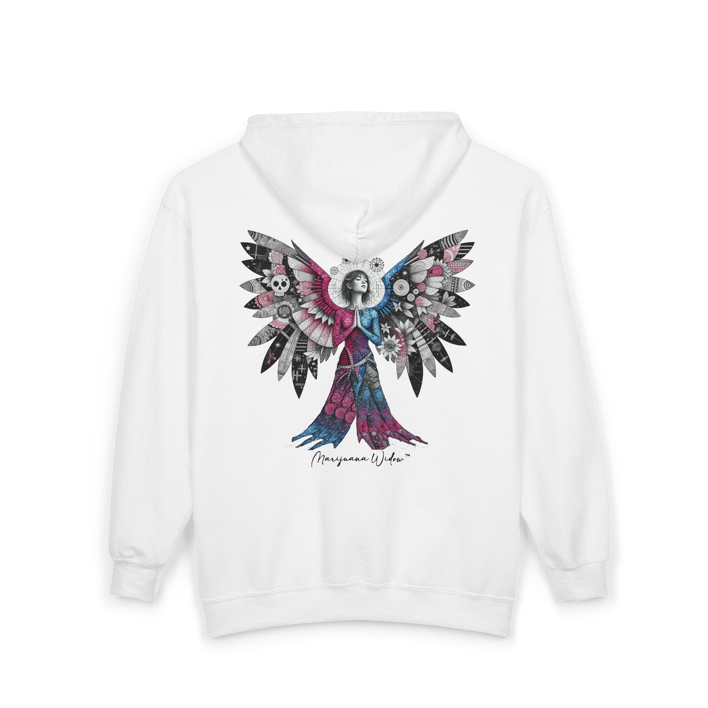 Angel Wings — Floral Skull Back Graphic - Full-Zip Hoodie